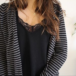 Forever 21 Gray & Black Striped Cardigan